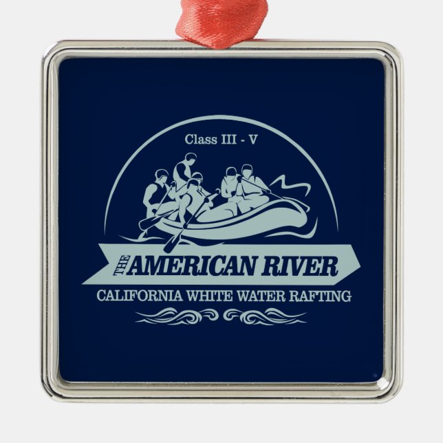 Ornement Carré Argenté Rafting fluvial américain (Devant)