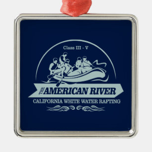 Ornement Carré Argenté Rafting sur la rivière American