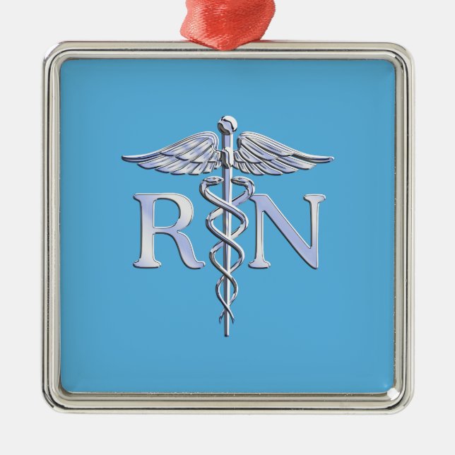 Ornement Carré Argenté Regised Nurse RN (Devant)