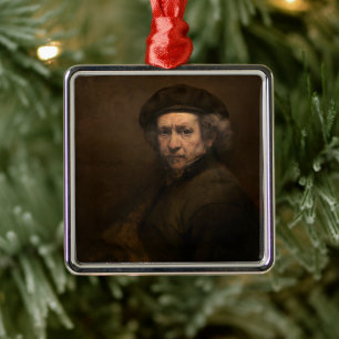 Ornement Carré Argenté Rembrandt Self Portrait : Peintre Néerlandais de l