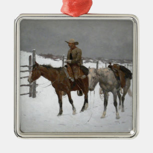 Ornement Carré Argenté Remington - La chute du cowboy