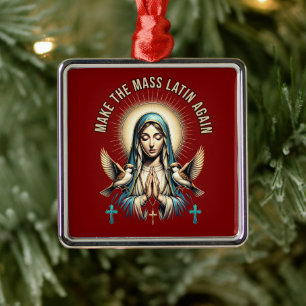 Ornement Carré Argenté Rendre la messe latine Vierge Marie