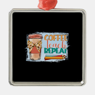 Ornement Carré Argenté Répétition de l'enseignement du café