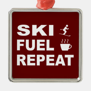Ornement Carré Argenté Répétition du carburant de ski