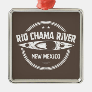 Ornement Carré Argenté Rio Chama River Nouveau Mexique Kayak