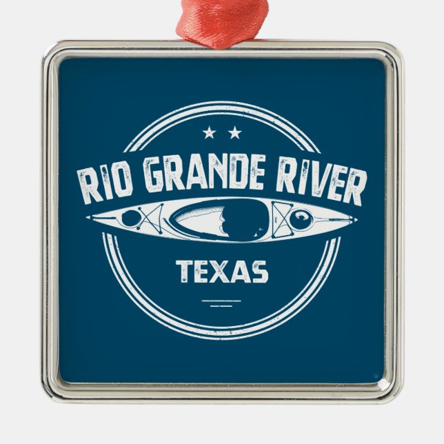 Ornement Carré Argenté Rio Grande River, Texas (Devant)