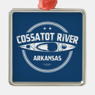 Ornement Carré Argenté Rivière Cossatot Arkansas Kayak