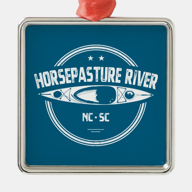 Ornement Carré Argenté Rivière Horsepasture Caroline du Nord Kayak (Devant)