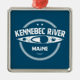 Ornement Carré Argenté Rivière Kennebec, Maine