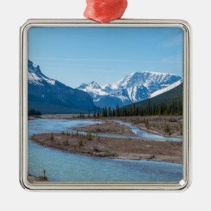 Ornement Carré Argenté Rivière le long de Icefields Parkway Highway 93 - 