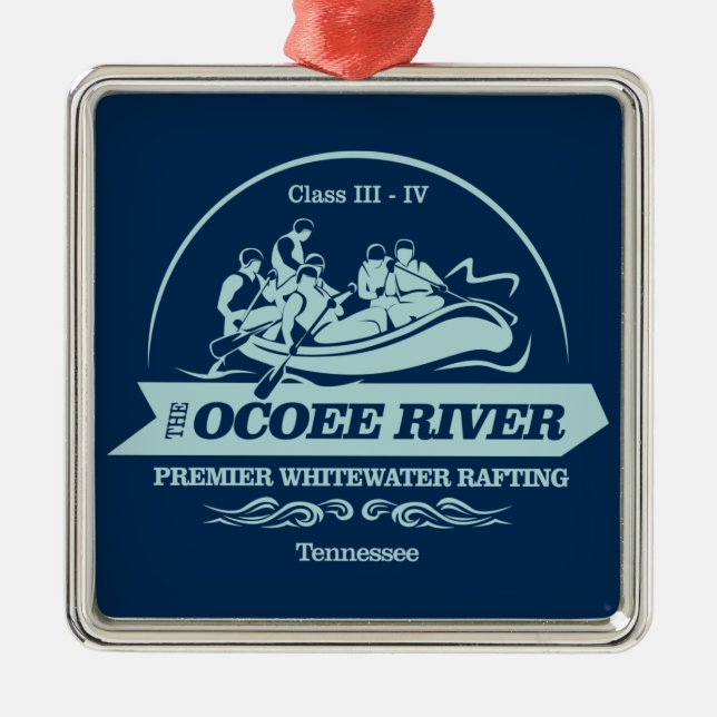Ornement Carré Argenté Rivière Ocoee (rafting2) (Devant)