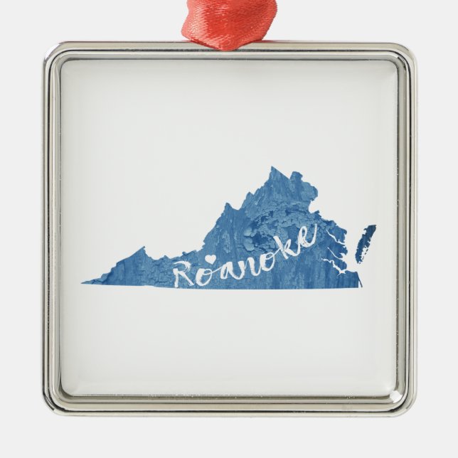 Ornement Carré Argenté Roanoke Virginia (Devant)