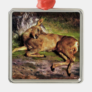 Ornement Carré Argenté Roe Deer in the Forest (par Rosa Bonheur)