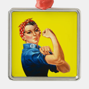 Ornement Carré Argenté Rosie Le Riveter