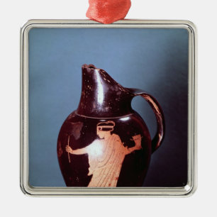 Ornement Carré Argenté Rouge-chiffre oinochoe de grenier