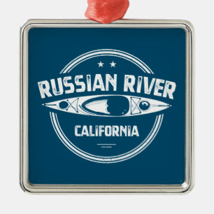 Ornement Carré Argenté Russe Rivière Californie Kayak