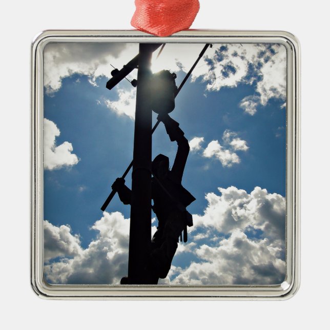 Ornement Carré Argenté Rusty the Lineman (Devant)