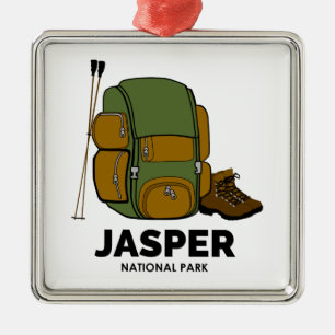 Ornement Carré Argenté Sac à dos du parc national Jasper