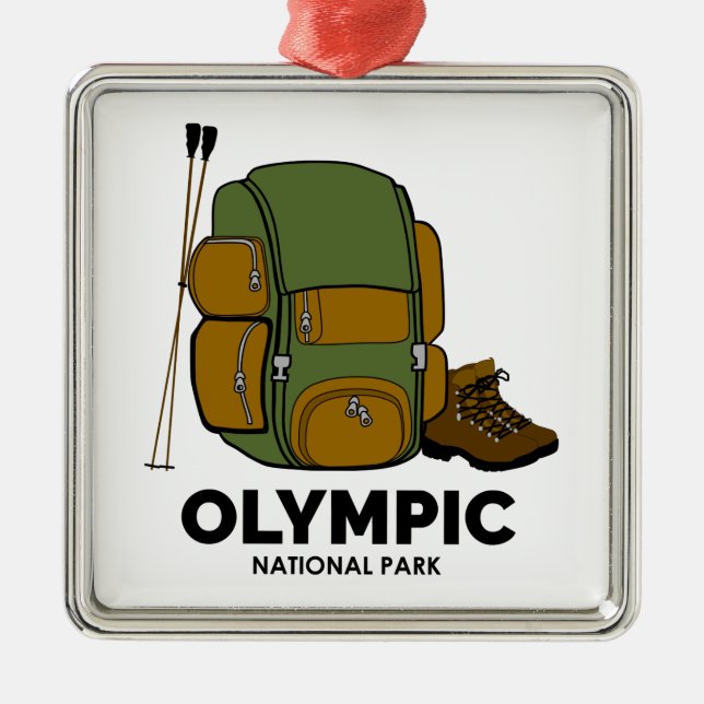 Ornement Carré Argenté Sac à dos du parc national olympique (Devant)