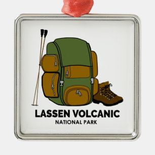 Ornement Carré Argenté Sac à dos du parc national volcanique de Lassen