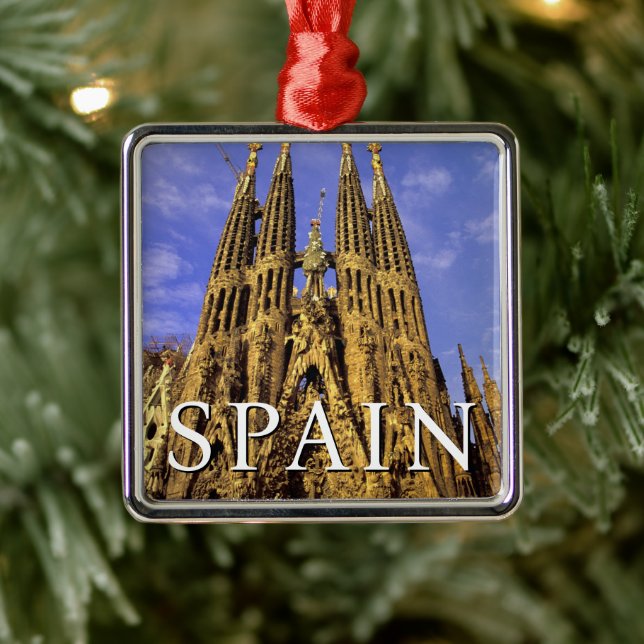 Ornement Carré Argenté Sagrada Familia | Barcelone, Espagne (Arbre)