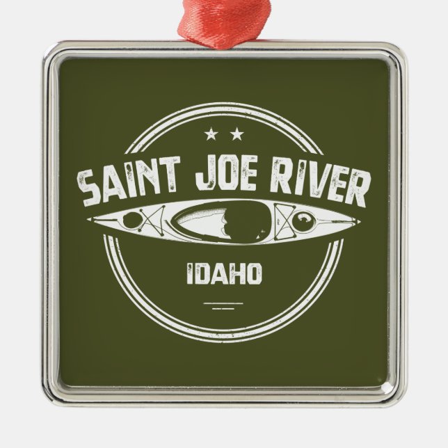 Ornement Carré Argenté Saint Joe River Idaho Kayak (Devant)