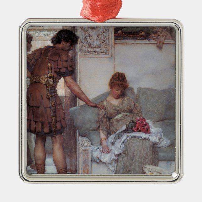 Ornement Carré Argenté Salutation silencieuse (par Lawrence Alma-Tadema) (Devant)