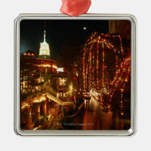 Ornement Carré Argenté San Antonio Riverwalk la nuit