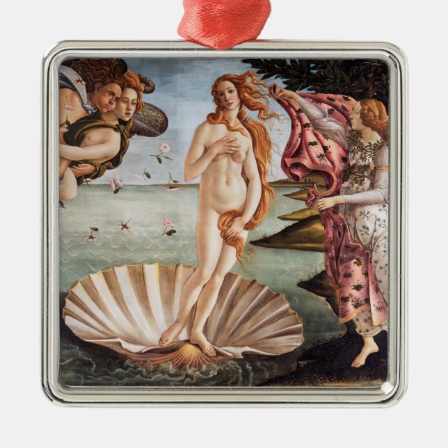 Ornement Carré Argenté Sandro Botticelli - Naissance de Vénus (Devant)