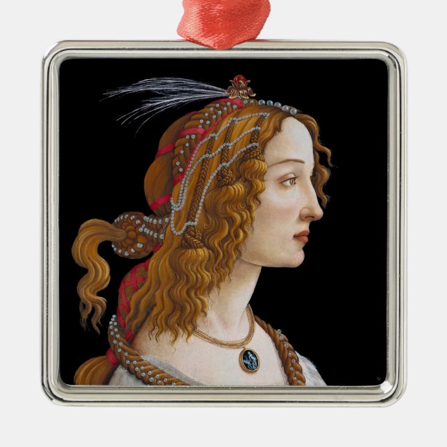 Ornement Carré Argenté Sandro Botticelli - Portrait de Simonetta Vespucci (Devant)