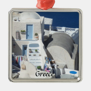 Ornement Carré Argenté Santorini, Grèce