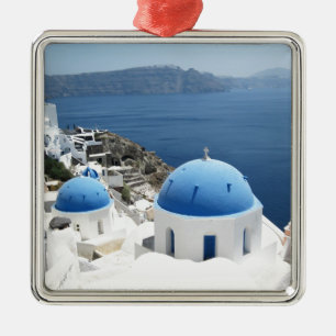 Ornement Carré Argenté Santorini Grèce