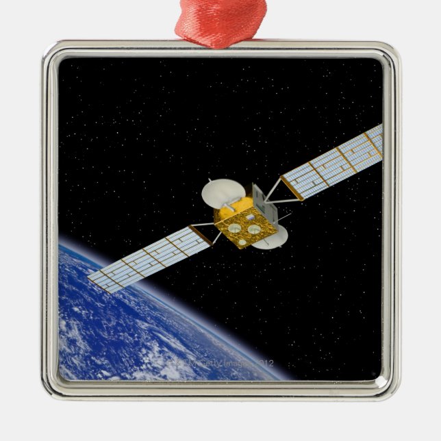 Ornement Carré Argenté Satellite de télécommunications (Devant)