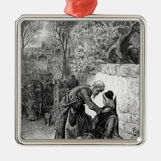 Ornement Carré Argenté Scène "du givre du marin antique", (Devant)