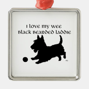 Ornement Carré Argenté Scottish Terrier - Wee Black Bearded Laddie