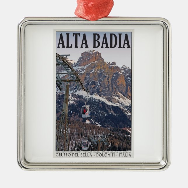 Ornement Carré Argenté Sella Ronda - gondole d'Alta Badia (Devant)
