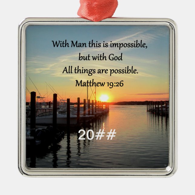 ORNEMENT CARRÉ ARGENTÉ SERENE MATTHEW 19:26 DESIGN PHOTO SUNSET (Devant)