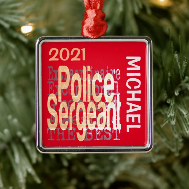 Ornement Carré Argenté Sergent de police Extraordinaire CUSTOM (Arbre)