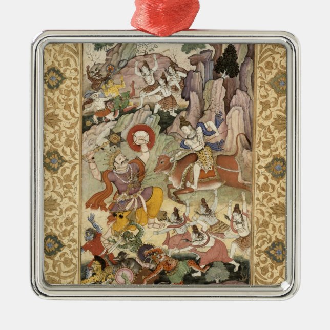 Ornement Carré Argenté Shiva tuant le démon Andhaka, c.1585-90 (Devant)