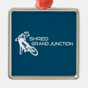Ornement Carré Argenté Shred Grand Junction Colorado Mountain Vélo