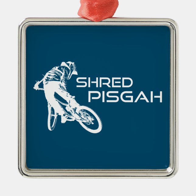 Ornement Carré Argenté Shred Pisgah North Carolina Mountain Biking (Devant)