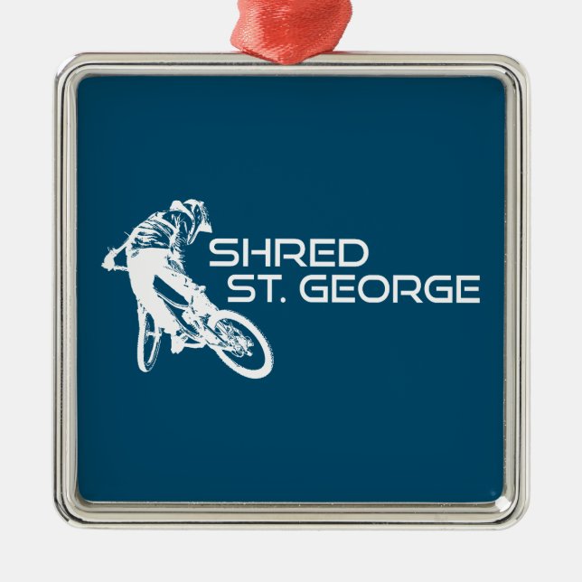 Ornement Carré Argenté Shred St. George Utah Mountain VTT (Devant)