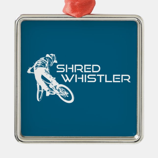 Ornement Carré Argenté Shred Whistler British Columbia Mountain Biking (Devant)