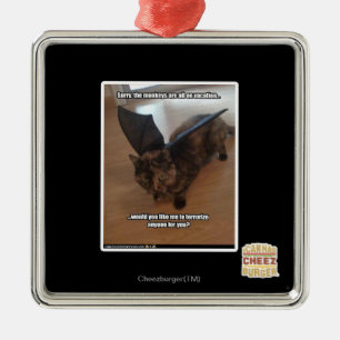 Ornement Carré Argenté Singes des vacances