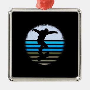 Ornement Carré Argenté Skate Vintage Retro