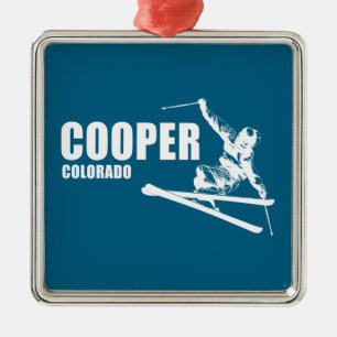 Ornement Carré Argenté Skier Cooper Colorado