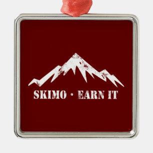 Ornement Carré Argenté Skimo, Gagnez-Le