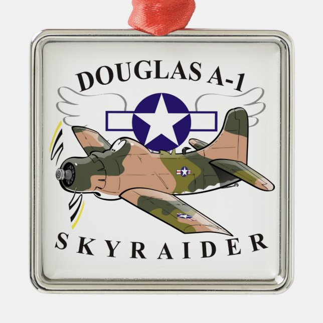 Ornement Carré Argenté skyraider de Douglas A-1 (Devant)