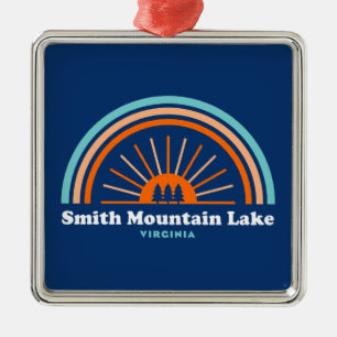 Ornement Carré Argenté Smith Mountain Lake Virginie Arc en ciel