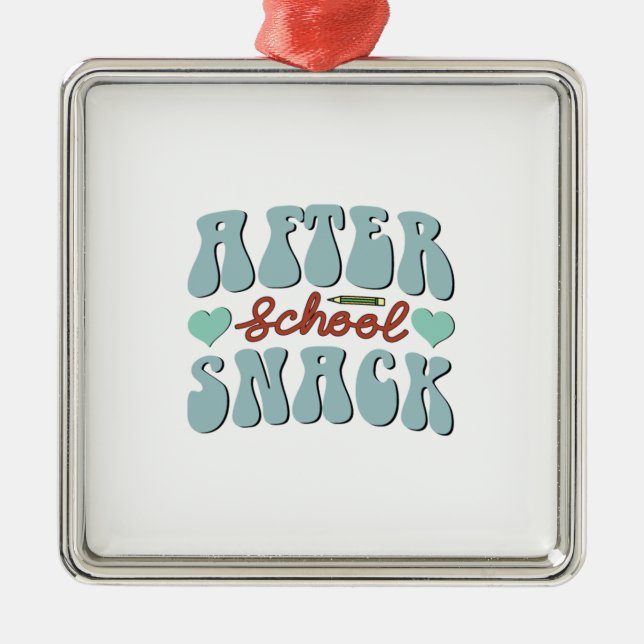 Ornement Carré Argenté Snack après l'école (Devant)